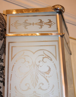 $3000 PAIR - Antique Circa 1925, Incredible Pair of Commercial Art Deco Wall Sconces with Stencil Etched Glass Panels.