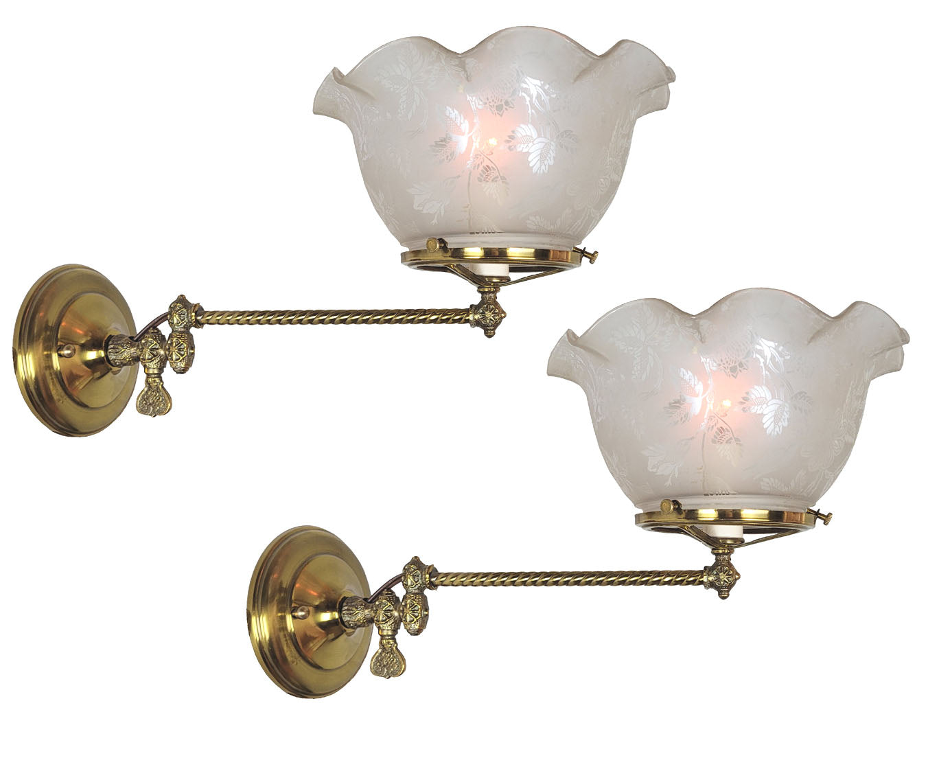 Victorian 1880s Gas Converted Sconce Antique Shade