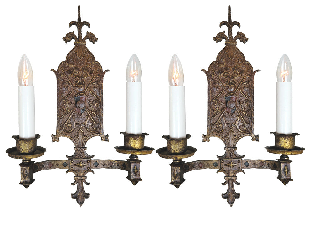 Tudor Revival Shield Backplate Wall Sconce