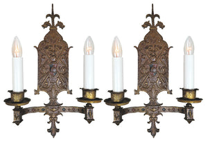 Tudor Revival Shield Backplate Wall Sconce