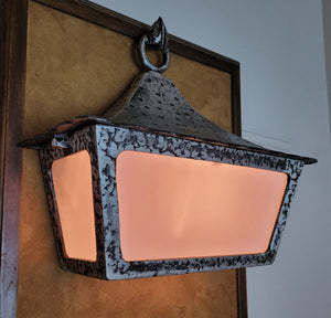 Vintage 1950 Mid Century Exterior Light with Hammered Details
