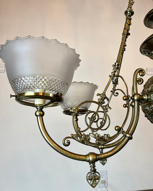 Incredible Antique 1880s C.H. McKenney & Co. of Boston, Massachusetts Aesthetic Movement 6 Light Converted Gasolier