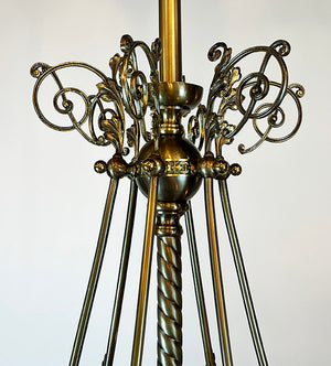 Incredible Antique 1880s C.H. McKenney & Co. of Boston, Massachusetts Aesthetic Movement 6 Light Converted Gasolier