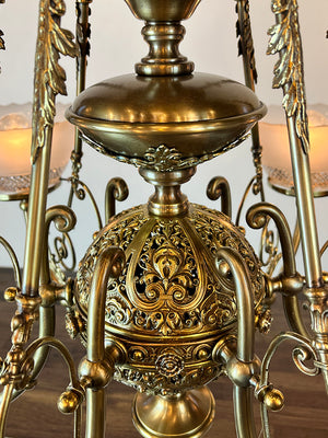 Incredible Antique 1880s C.H. McKenney & Co. of Boston, Massachusetts Aesthetic Movement 6 Light Converted Gasolier