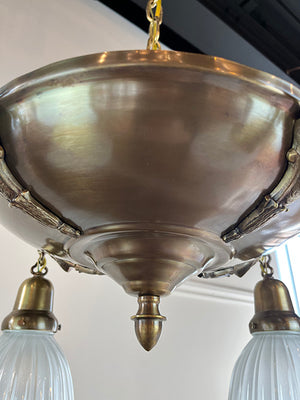 Antique Circa 1915 Four Light Neo Classical Pan With Elongated Drape and Wreath Arms