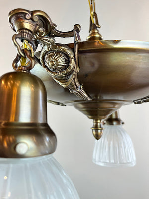Antique Circa 1915 Four Light Neo Classical Pan With Elongated Drape and Wreath Arms