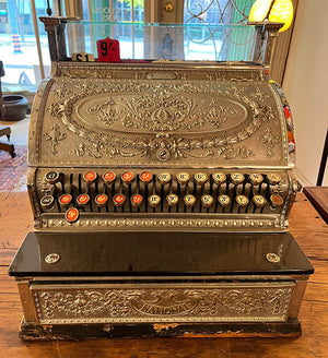 Antique Late 1800s Early 1900s Nickel Plated National Cash Register - WORKS