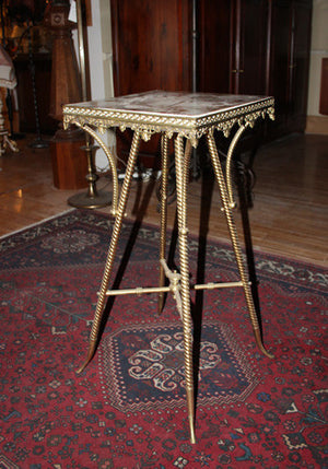 Antique Circa 1880s Brass and Onyx Top Occasional Table