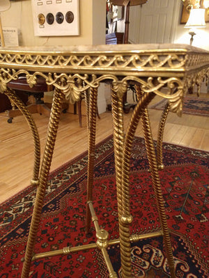 Antique Circa 1880s Brass and Onyx Top Occasional Table