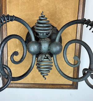 $1800 PAIR - Circa 1890 Romanesque Revival Wrought Iron and Beehive Converted Gas Wall Sconces attributed to R.Williamson of Chicago