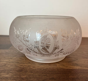 Antique 1880s 5" Fitter Gas Fish Bowl Stencil Etched Shade with Greco Roman Gladiator - SINGLE ONLY