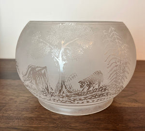 Antique 1880s 5" Fitter Deep Acid Etched Scenic Gas Shade - SINGLE ONLY