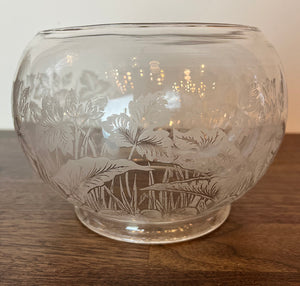 Antique 1880s 5" Fitter Morning Glory and Leaf Patterned Stencil Etched Gas Shade - SINGLE ONLY