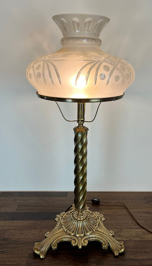 $1100 PAIR - Handmade Sinumbra Style Table Lamps with Three Footed Cast Brass Base and Handcut Sinumbra 10" fitter Shade
