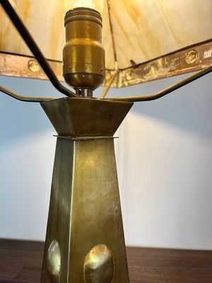 Antique Early 1900s Converted Gas Arts and Crafts Lamp Made by Tallman Brass and Metal Co. of Hamilton, Ontario