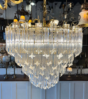 Stunning vintage 1960s-70s Venini Quadrilobo Four Tiered Chandelier