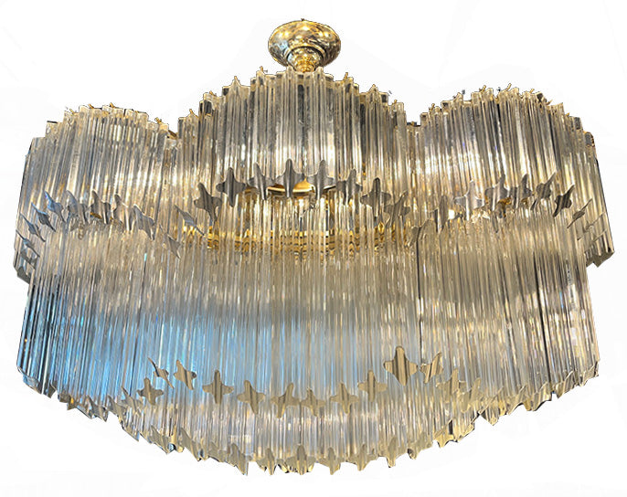 Vintage 1960s-70s Oval Venini Quadrilobo Three Tiered Chandelier